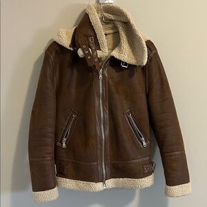 Avec Les Filles Brown Shearling Kids Coat